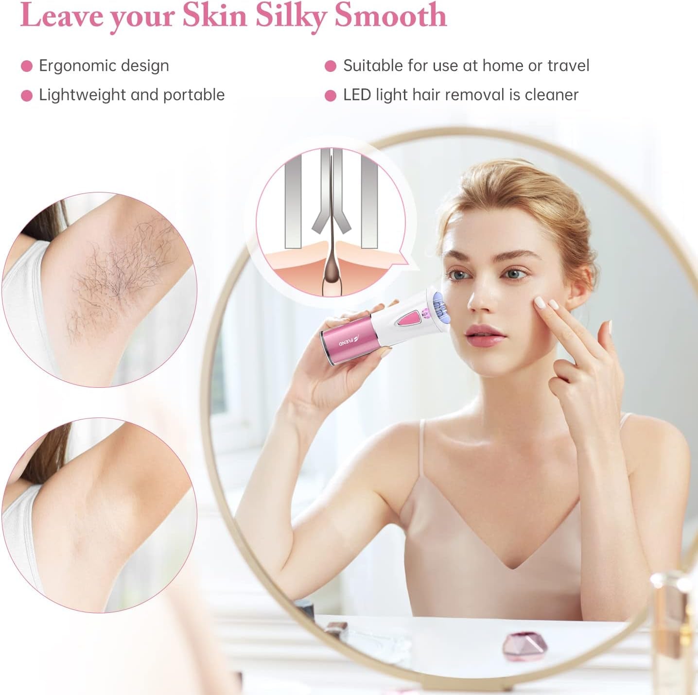 Épilateur Femme, Épilateur Visage Pour Femmes, Épilateur Facial Pour Femme Pour Le Visage, Épilateur Sans Fil Pour Les Poils Du Visage Avec Lumière LED, Épilateur Facial Pour Visage Bikini Jambes