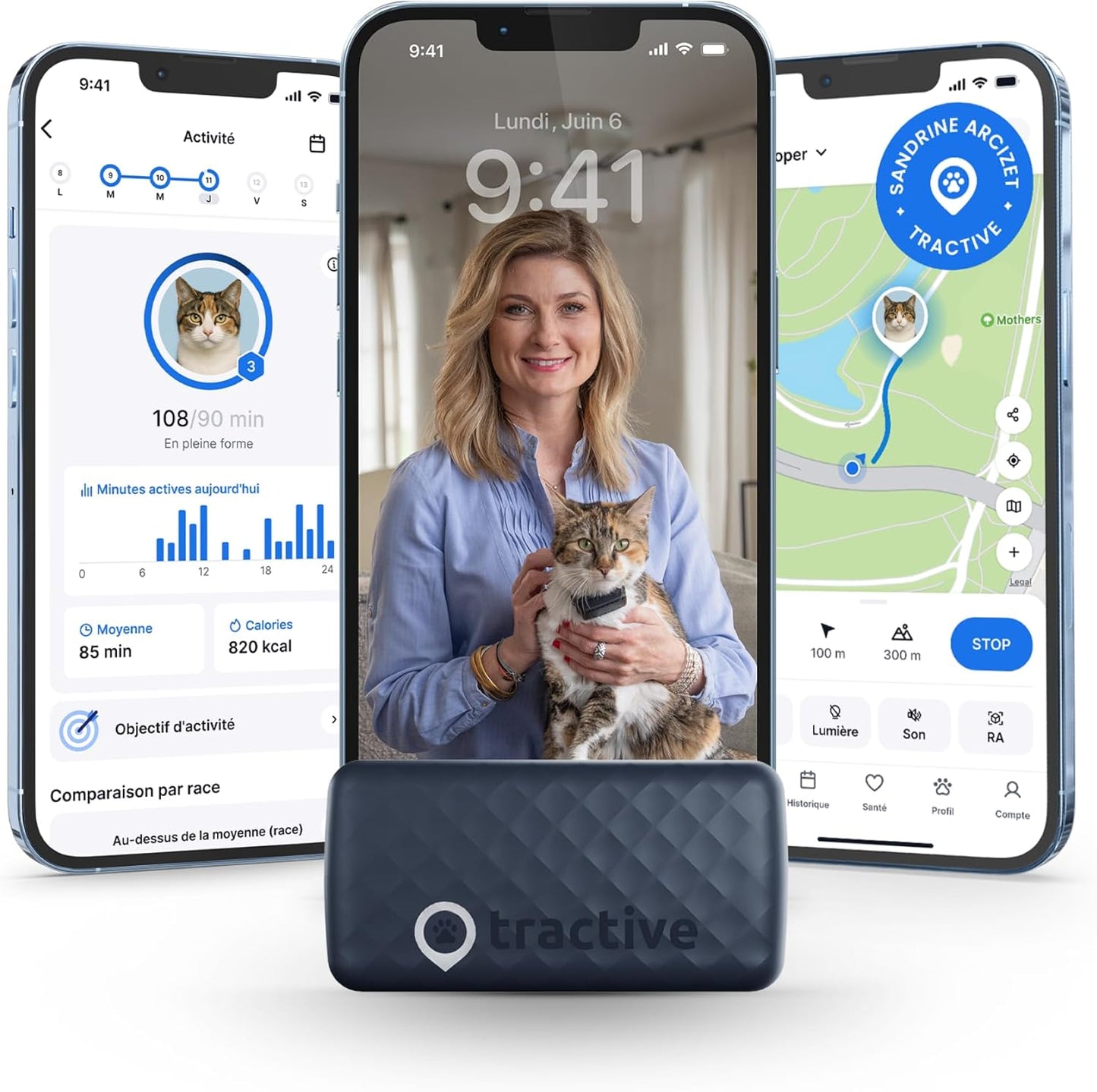 – Mini Collier GPS Chat Connecté – Traceur GPS Chat Le plus Léger Avec Localisation En Direct, Territoire & Activité | Collier De Sécurité Inclus | Abonnement Requis (Bleu Foncé)