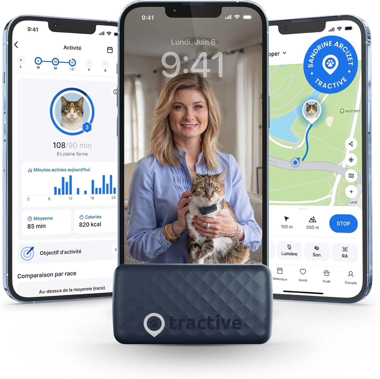 – Mini Collier GPS Chat Connecté – Traceur GPS Chat Le plus Léger Avec Localisation En Direct, Territoire & Activité | Collier De Sécurité Inclus | Abonnement Requis (Bleu Foncé)