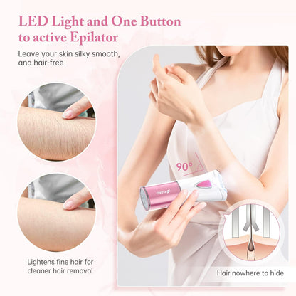 Épilateur Femme, Épilateur Visage Pour Femmes, Épilateur Facial Pour Femme Pour Le Visage, Épilateur Sans Fil Pour Les Poils Du Visage Avec Lumière LED, Épilateur Facial Pour Visage Bikini Jambes