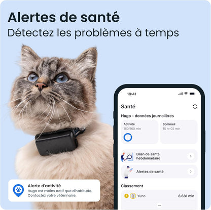 – Mini Collier GPS Chat Connecté – Traceur GPS Chat Le plus Léger Avec Localisation En Direct, Territoire & Activité | Collier De Sécurité Inclus | Abonnement Requis (Bleu Foncé)